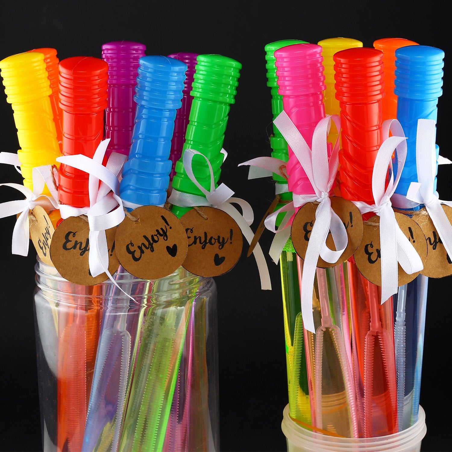 Big Bubble Wand Set, 14 Count 7 Color Outdoor Party Favor Summer Yard Game