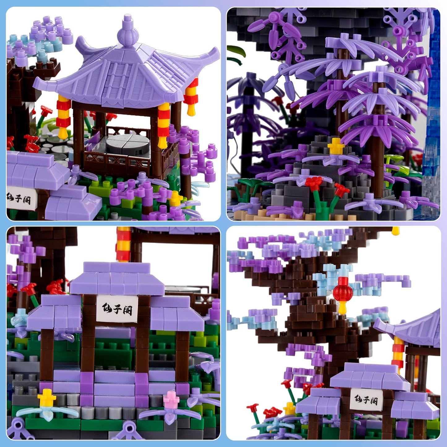 CAXIMSY Cherry Blossom Tree House Micro Building Blocks Set,Peach Blossom Pond Flowers Bricks Architecture Kit with LED Light Gifts for Adults