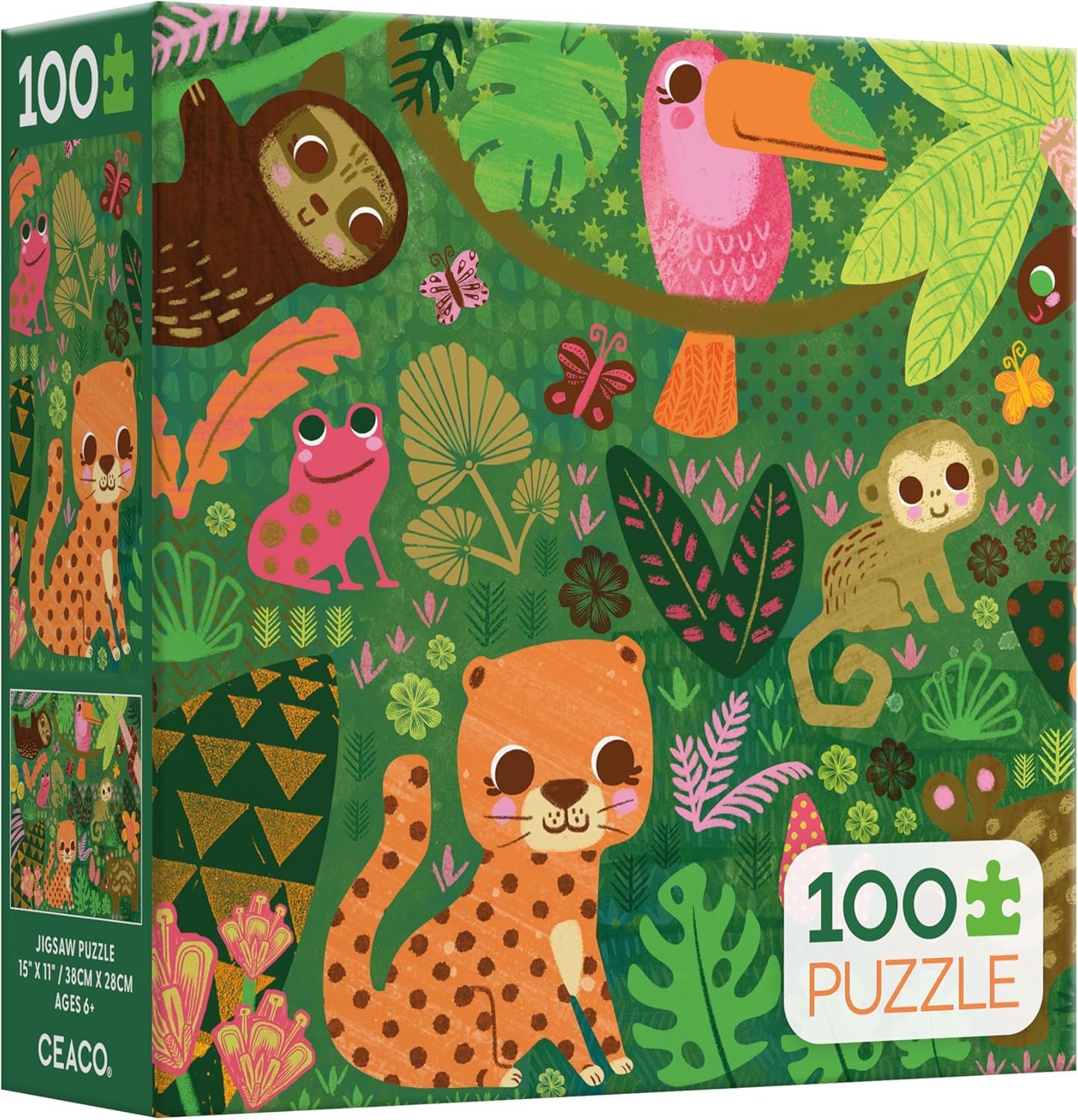 Ceaco - 100 Piece Jungle Animal Jigsaw Puzzle for Kids Ages 6-8