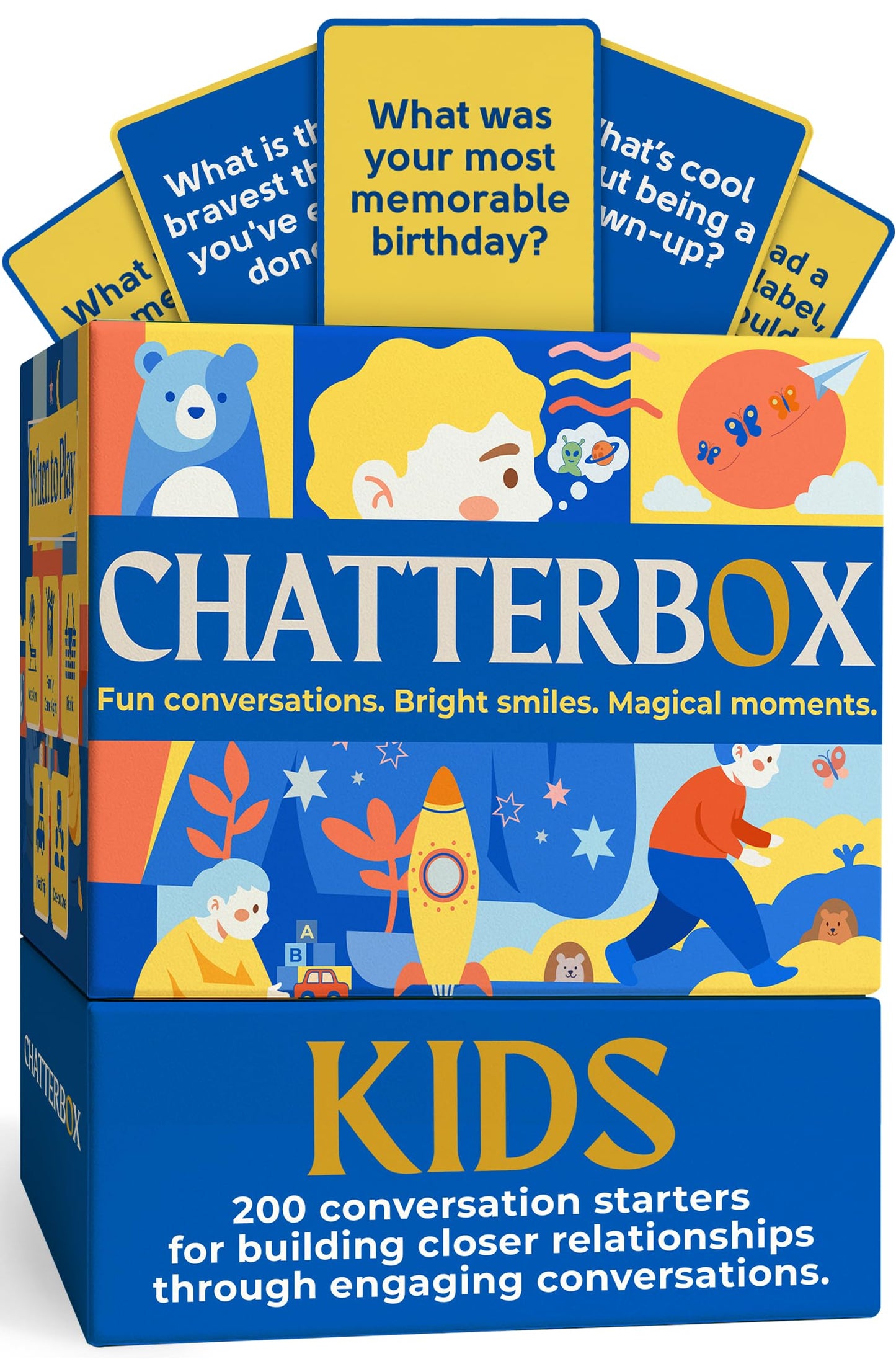 Chatterbox Conversation Cards for Kids, 200 Questions Designed for Kids and Children to Share, Connect and Enjoy Family Game Night, Family Reunion