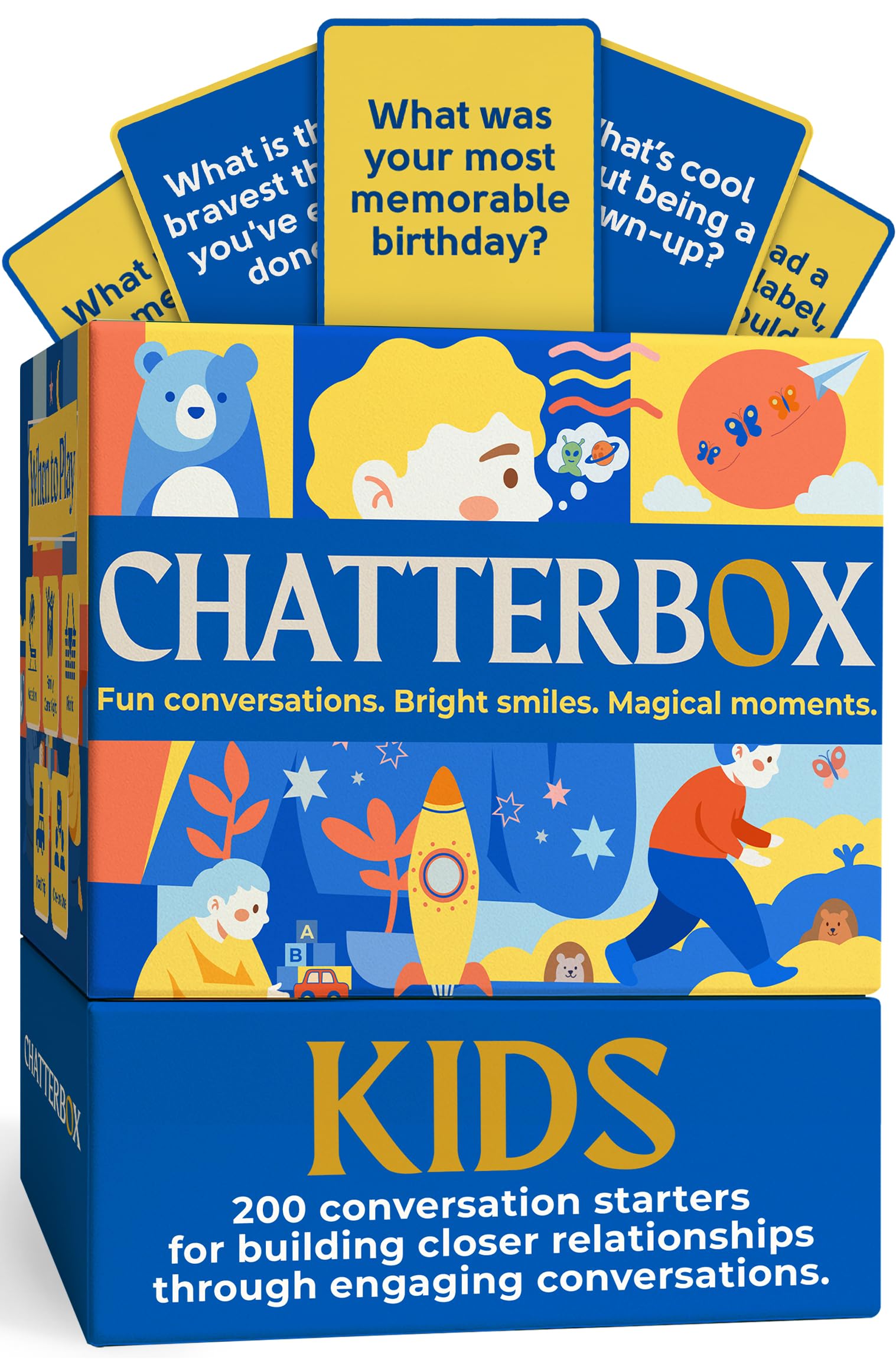 Chatterbox Conversation Cards for Kids, 200 Questions Designed for Kids and Children to Share, Connect and Enjoy Family Game Night, Family Reunion