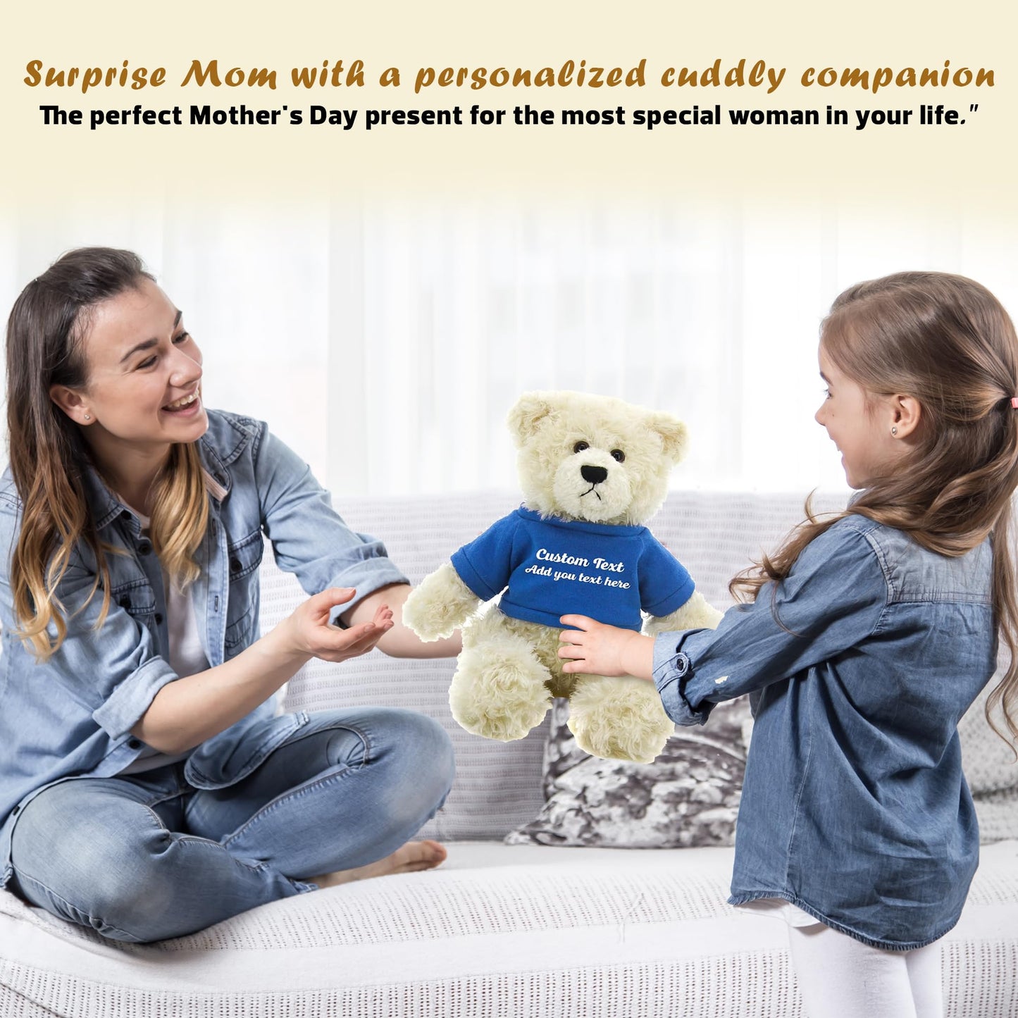 Made By Aliens Personalized 12 Inch Cream Brandon Teddy Bear - Custom Teddy Bear Stuffed Animal - Prefect Gift for Valentine Graduation Day Birthday