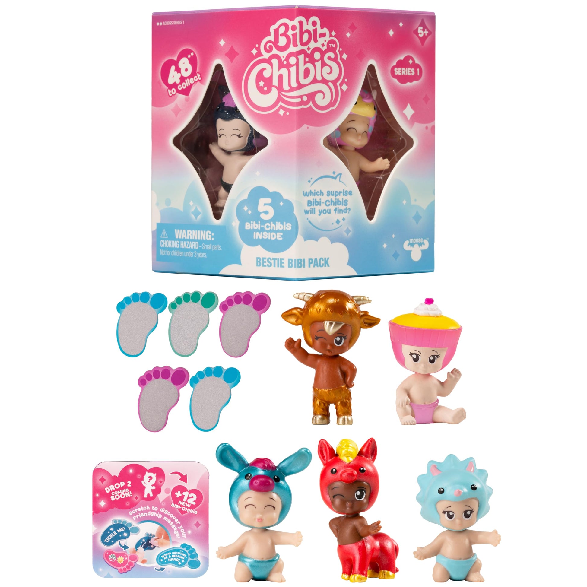 Bibi-Chibis Besties Pack, 5 Characters to Discover, Collectible Babies with Unique Costumers, Will You find The Limited Edition? 48 Bibi-Chibis