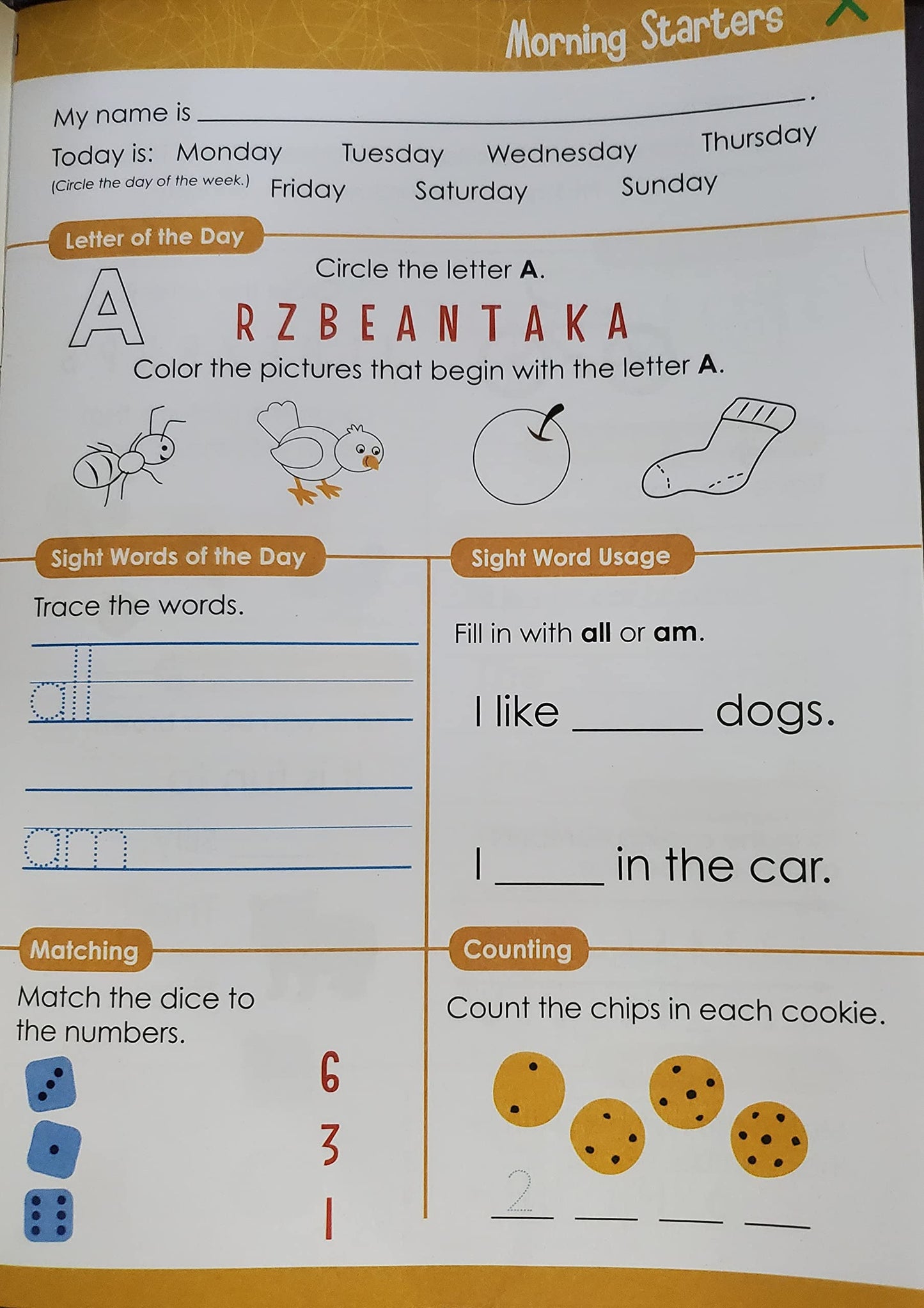 Pre-K Morning Starters an Educational Workbook