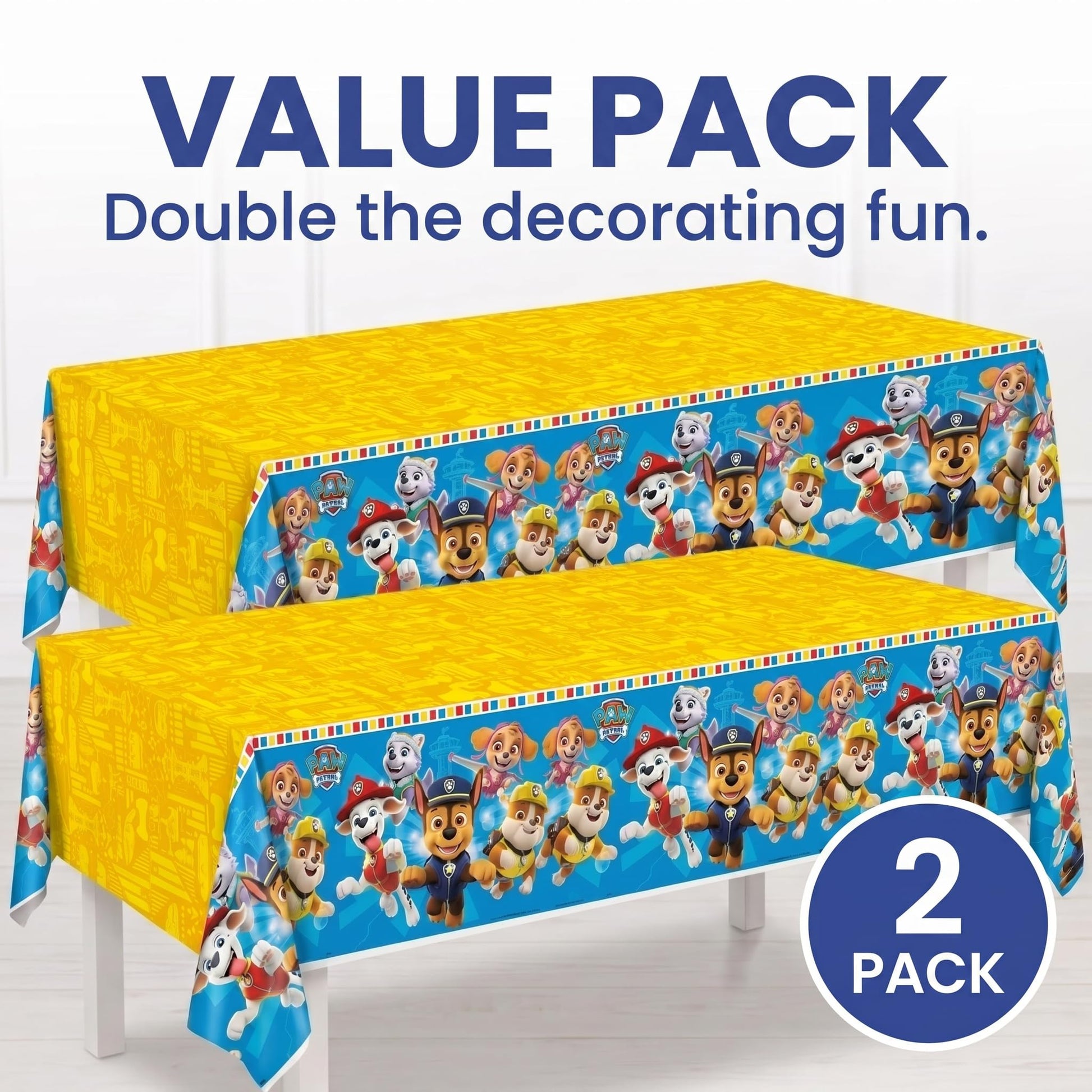 Paw Patrol Tablecloth 2-Pack - Paw Patrol Birthday Decorations for Party