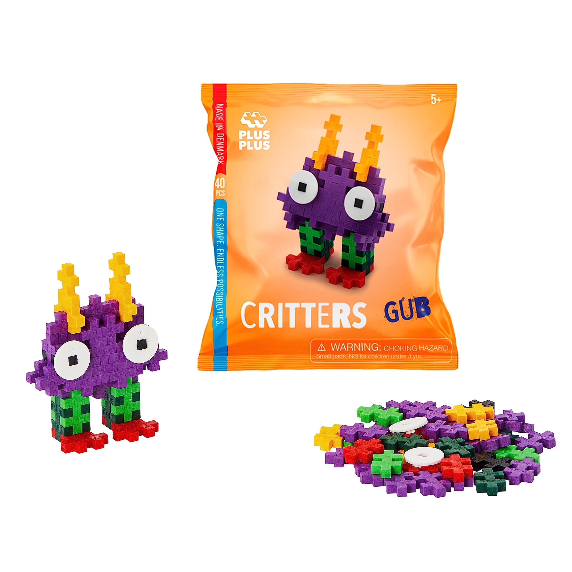 PLUS PLUS Critter Fun Pack, Original - 3D Puzzle Building Block Set, 160 Mini Interlocking Pieces, Fun Activities for Kids
