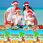 3 Pcs Christmas in July Tablecloth - Summer Christmas Table Cloth, Disposable Plastic Rectangle Blue Table Cover for hawaiian Beach Xmas Decorations