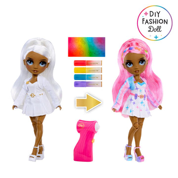 Rainbow High Air Brush & Create DIY Fashion Doll with Airbrush Marker Kit, Washable Rainbow Markers, Long Hair, Grey Eyes, Color, Create, Play, Rinse