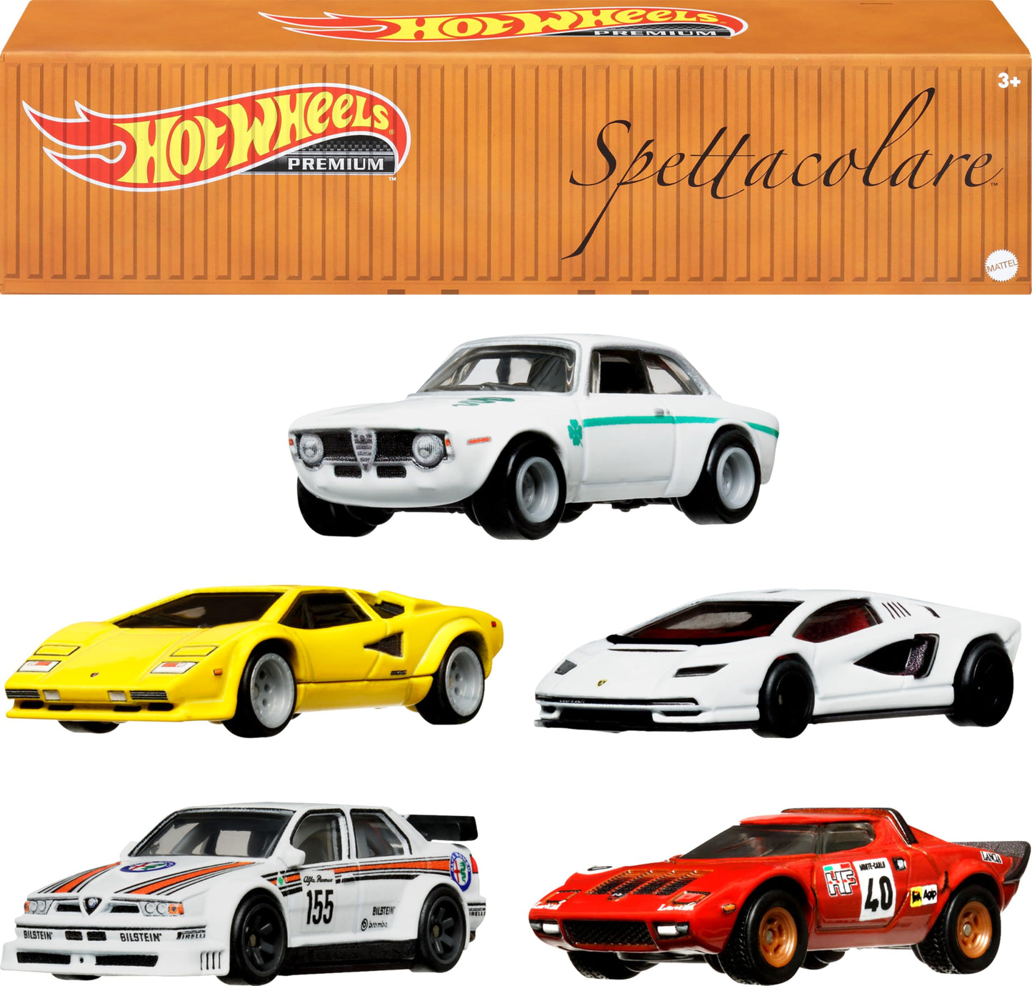 Hot Wheels Premium Car Culture Set of 5 Toy Cars in Collectible Container, Che Figata Die-Cast 1:64 Scale 5-Pack