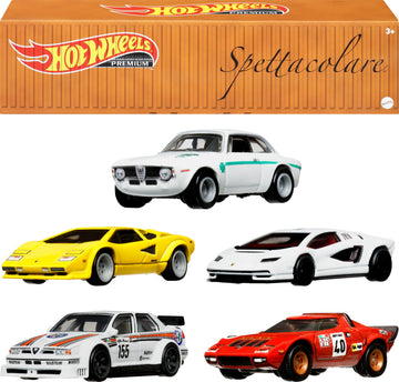 Hot Wheels Premium Car Culture Set of 5 Toy Cars in Collectible Container, Che Figata Die-Cast 1:64 Scale 5-Pack