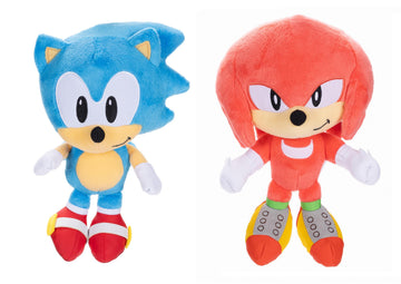 JAKKS Pacific Sonic The Hedgehog 9" Plush 2-Pack, Sonic & Knuckles Collectible Stuffed Toy