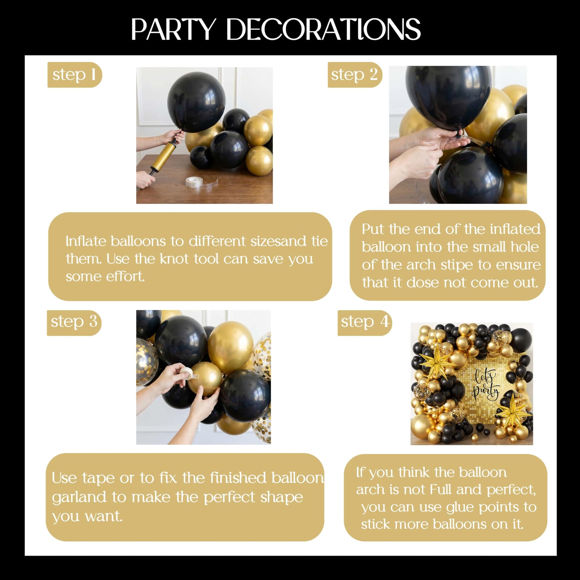 Jenlion 154pcs Balloon Garland Arch Kit,Different Sizes 18 12 10 5 Inch for Birthday Wedding Baby Shower Party Decorations (Black Gold)