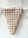 16 Meters 52ft Beige Khaki White Fabric Gingham Pennant Banner Double Sided Cotton Checkered Bunting Triangle Flags Neutral Party Decoration