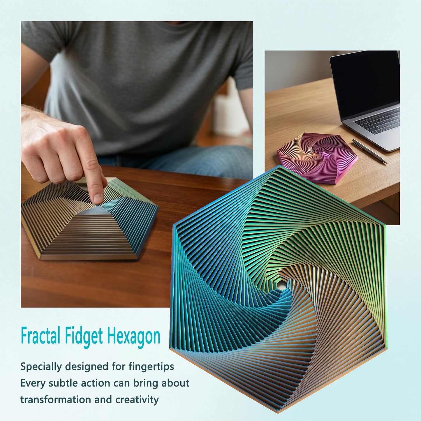 Fractal Fidget Toys, Kinetic Desk Spinning Toy, 35 Circles?5.9x6.69in, Used for Anxiety Disorder ADHD, Adult Office Visual Illusion fingertip Toys