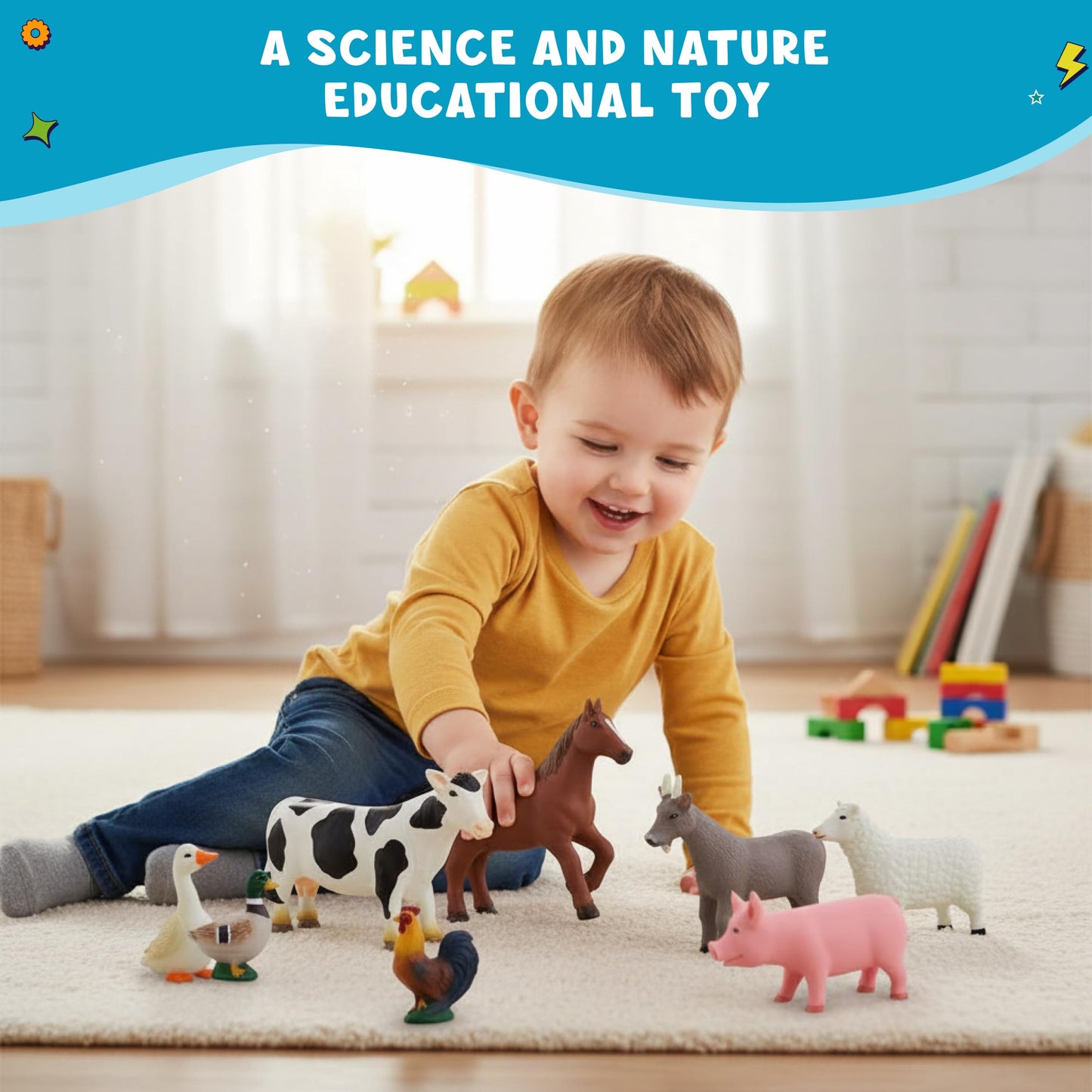 Get Ready Kids Farm Animal Toys - 8 Large Plastic Figurines for Toddlers
