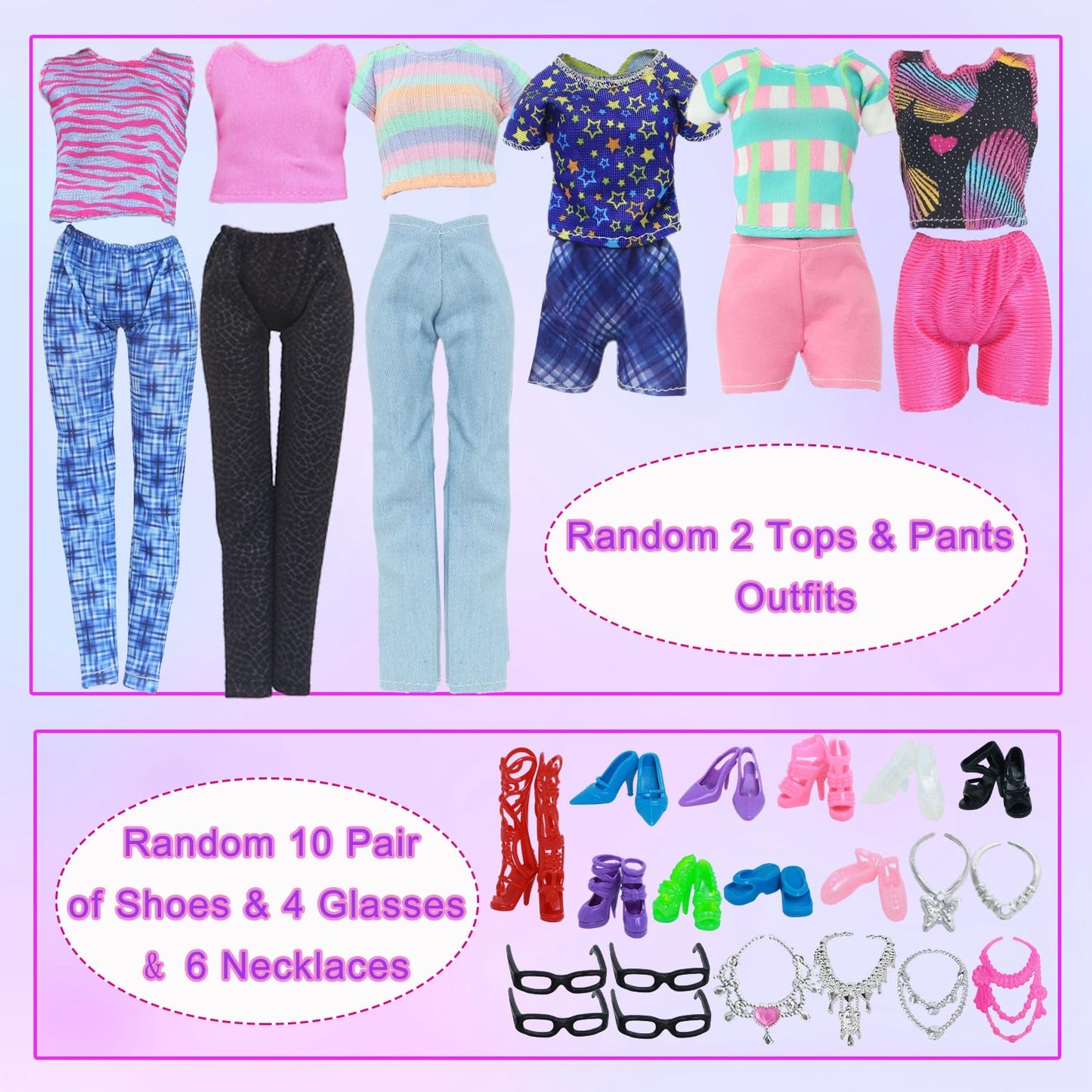 34Pcs Fashion Doll Clothes Sets for 11.5 inch Girl Doll, 4 Casual Dresses