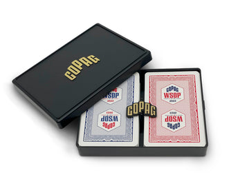 Copag 2023 WSOP World Series of Poker 100% Plastic Playing Cards, Bridge Size (Narrow) Red/Blue Double Deck Set (Regular Index)