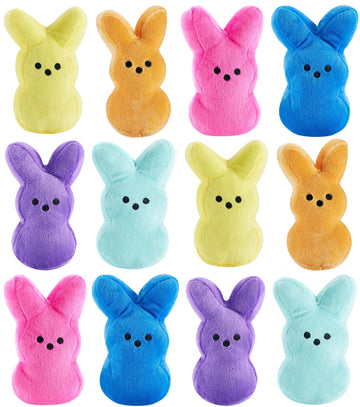 PERUKOYO 12PCS Easter Bunny Stuffed Plush,Easter Basket Stuffers Toys for Kids,Easter Bunny Bulk Stuffies Animals Plushie,Easter Egg Fillers,Easter