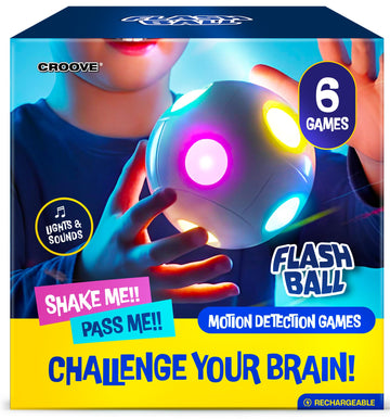 Croove Handheld Light-Up Brain & Memory Action Ball - 6 Fun Fast-Paced Games for Kids - Rechargeable - Gifts for Kids - Boys Toys Age 8-10 - Coolest