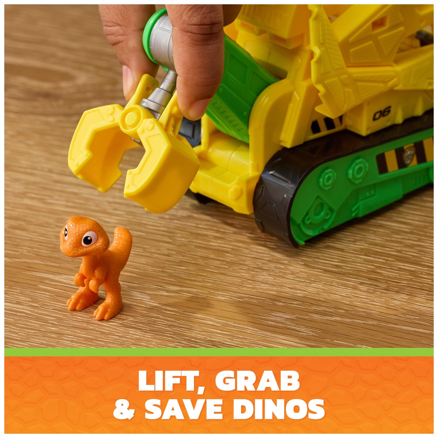 PAW Patrol The Dino Movie Rubble Dino Rescue Bulldozer Toy Truck
