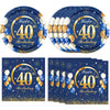 40PCS Happy 40th Birthday Decorations Navy Blue and Gold Theme Party for 40 Years Old Party Decorations Include Plates Napkins For Men Boys Girls