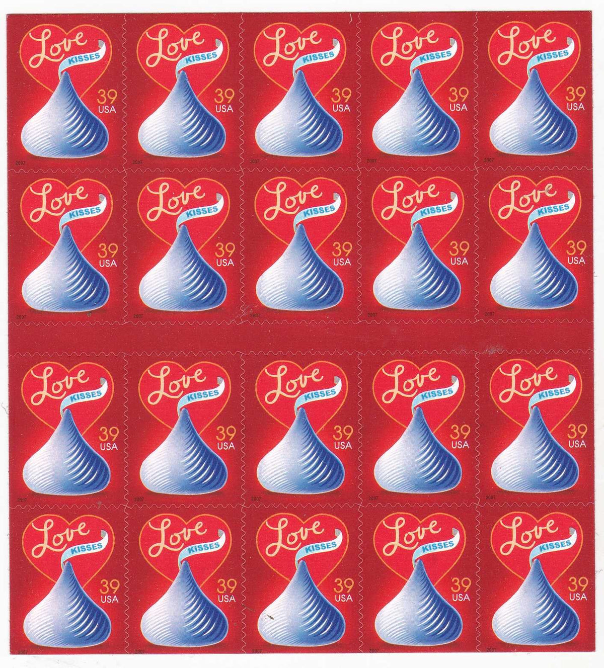 With Love and Kisses Collectible Stamp Sheet Collectible Stamp Sheet Scott 4122a