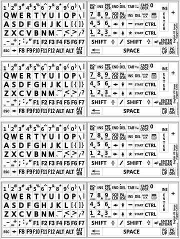 4 English US Large Bold Letters 4 White Backround Keyboard Stickers