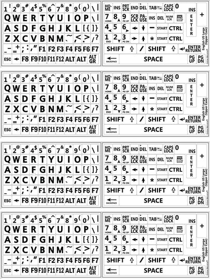 4 English US Large Bold Letters 4 White Backround Keyboard Stickers