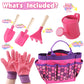 Kids Watering Can Gardening Tools Set Sand Toy Outdoor Toddler Girls (Pink)