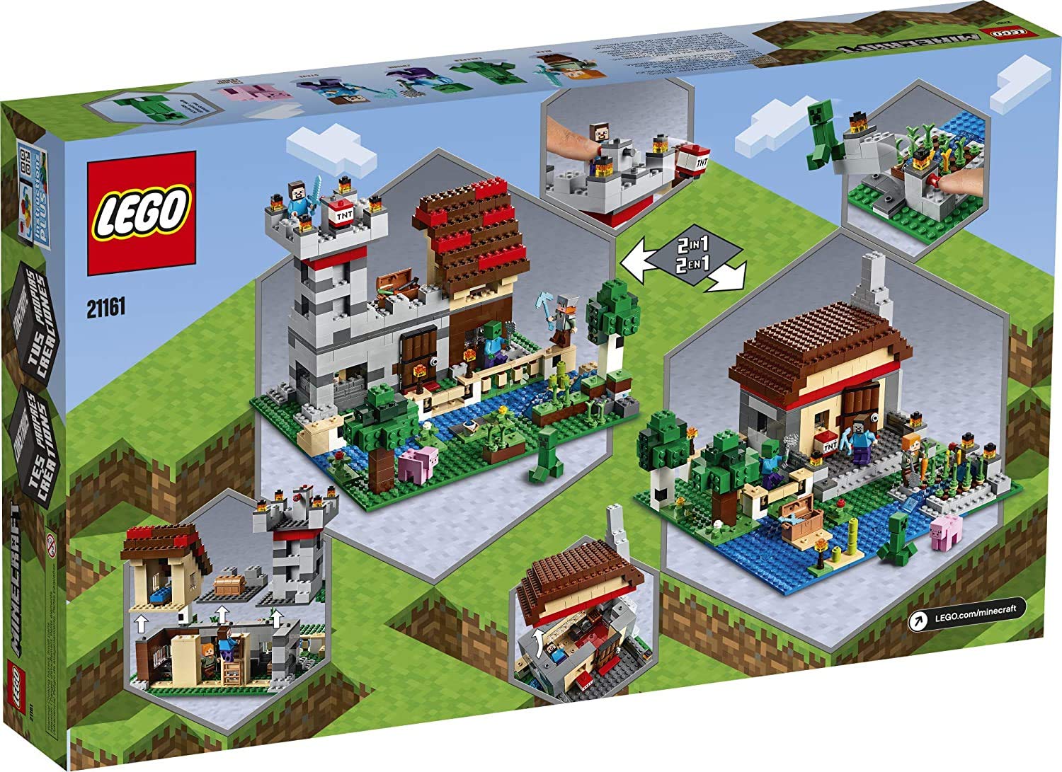 LEGO Minecraft The Crafting Box 3.0 21161 Minecraft Brick Construction Toy and Minifigures, Castle and Farm Building Set, Great Gift for Minecraft