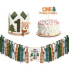 One Happy Camper Highchair Banner Adventure Camping Theme 1st Birthday Banner Crown Cake Topper Highchair Photo Prop for Camp Birthday Party