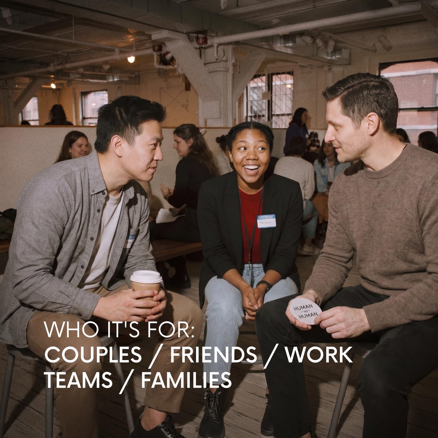 Human To Human Conversation Starter Cards | 100 Prompts for Deeper Connections | Icebreaker Card Game for Team Building, Couples & Families | Adults