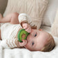 Nuby 100% Silicone and Wood Baby Teether - Avocado-Shaped Teething Toy - Soft Textured Gum Massager - Easy-Grip Infant Teether Toy - 3+ Months