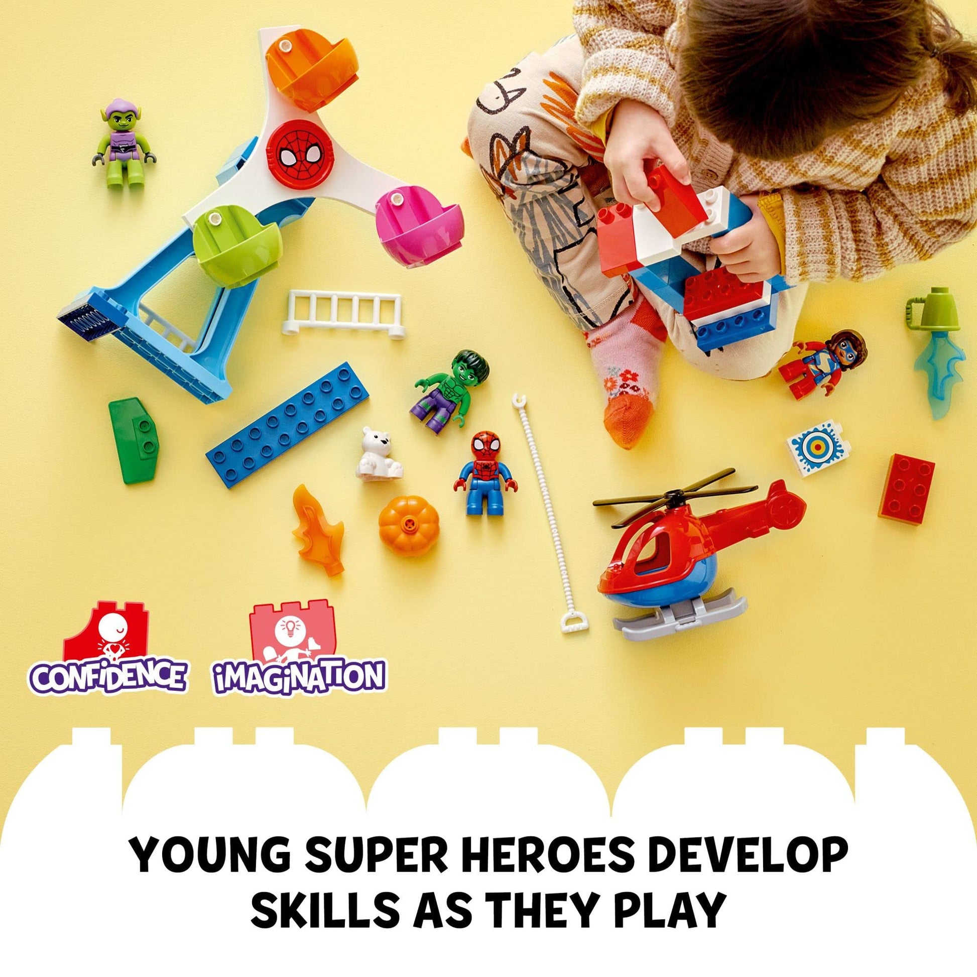 LEGO DUPLO Marvel Spider-Man & Friends: Funfair Adventure 10963 Fairground with Helicopter Toy, Spidey and Hulk Figures, Toys for Toddlers, Boys &