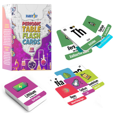Zastic! Laminated Periodic Table Flash Cards 118 - Great for Chemistry Flash Cards and Periodic Table Games