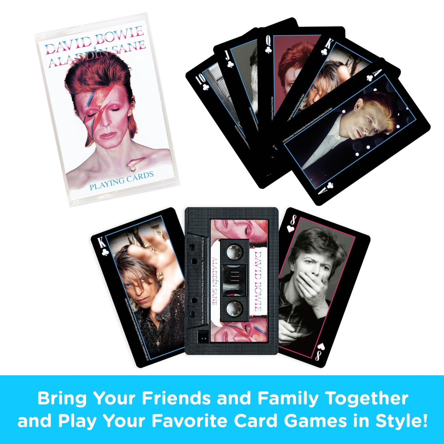 Aquarius David Bowie Cassette Premium Playing Cards -David Bowie Themed Deck of Cards for Your Favorite Card Games - Officially Licensed David Bowie