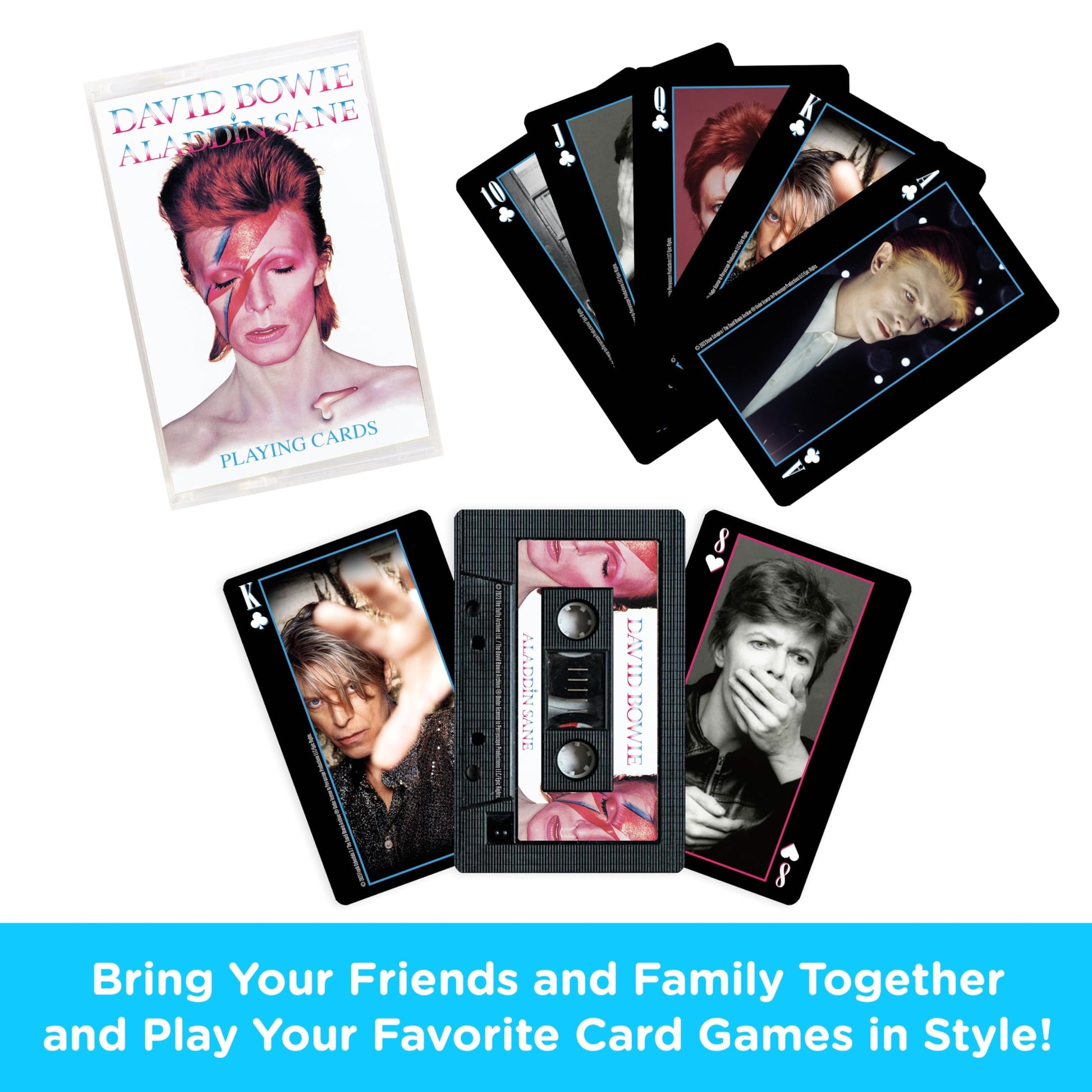 Aquarius David Bowie Cassette Premium Playing Cards -David Bowie Themed Deck of Cards for Your Favorite Card Games - Officially Licensed David Bowie