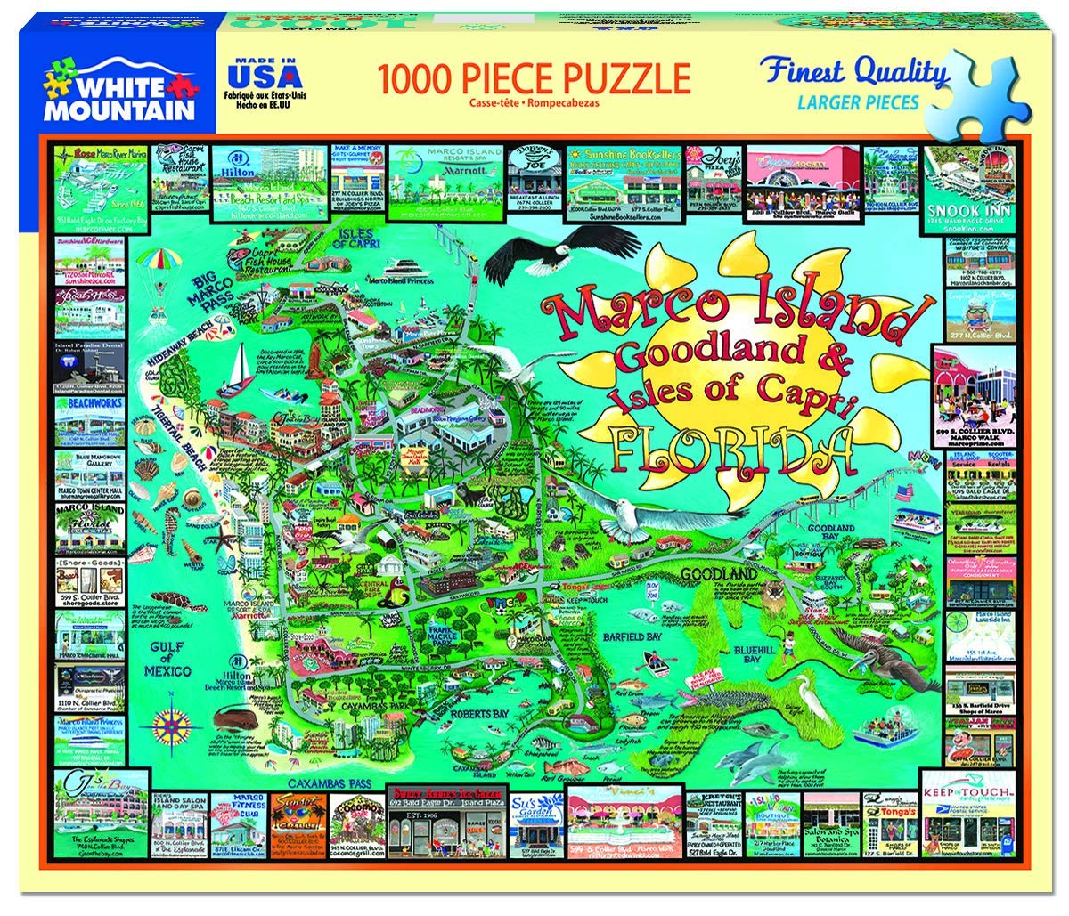 White Mountain 1000 Piece Jigsaw Puzzle Florida Map, Marco Island FL