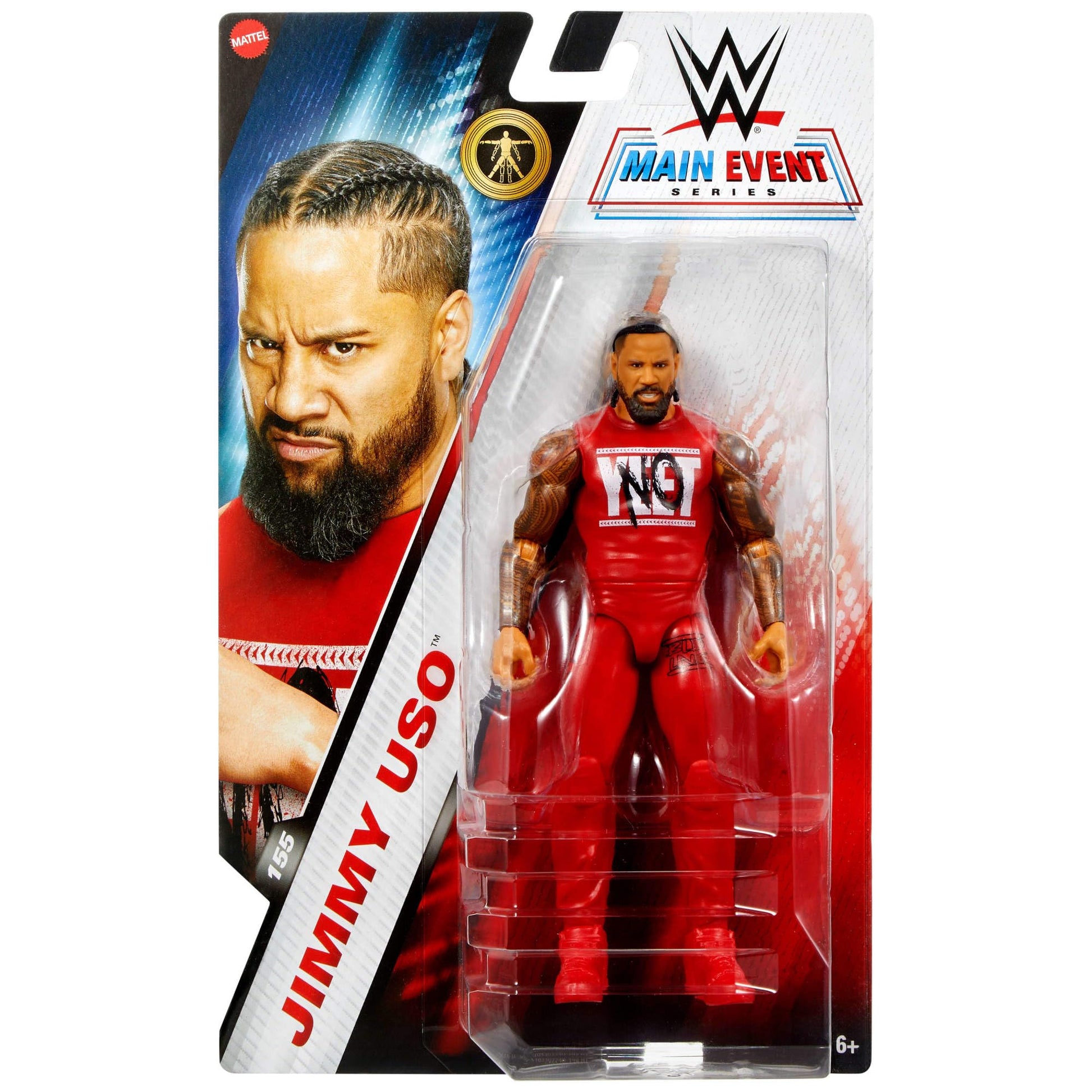 Mattel WWE Jimmy USO Action Figure, Main Event Series #155 6-inch Collectible with 10 Articulation Points & Life-Like Look