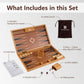 Wood Backgammon Set for Adults - 17 Inch Classic Strategy Board Game Case - Premium Folding Backgammon Set with Wooden Playing Pieces, Dices