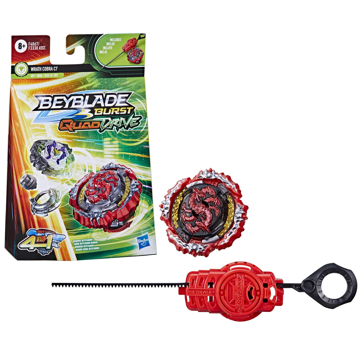 Beyblade Burst QuadDrive Wrath Cobra C7 Spinning Top Starter Pack - Defense/Attack Type Battling Game with Launcher, Toy for Kids