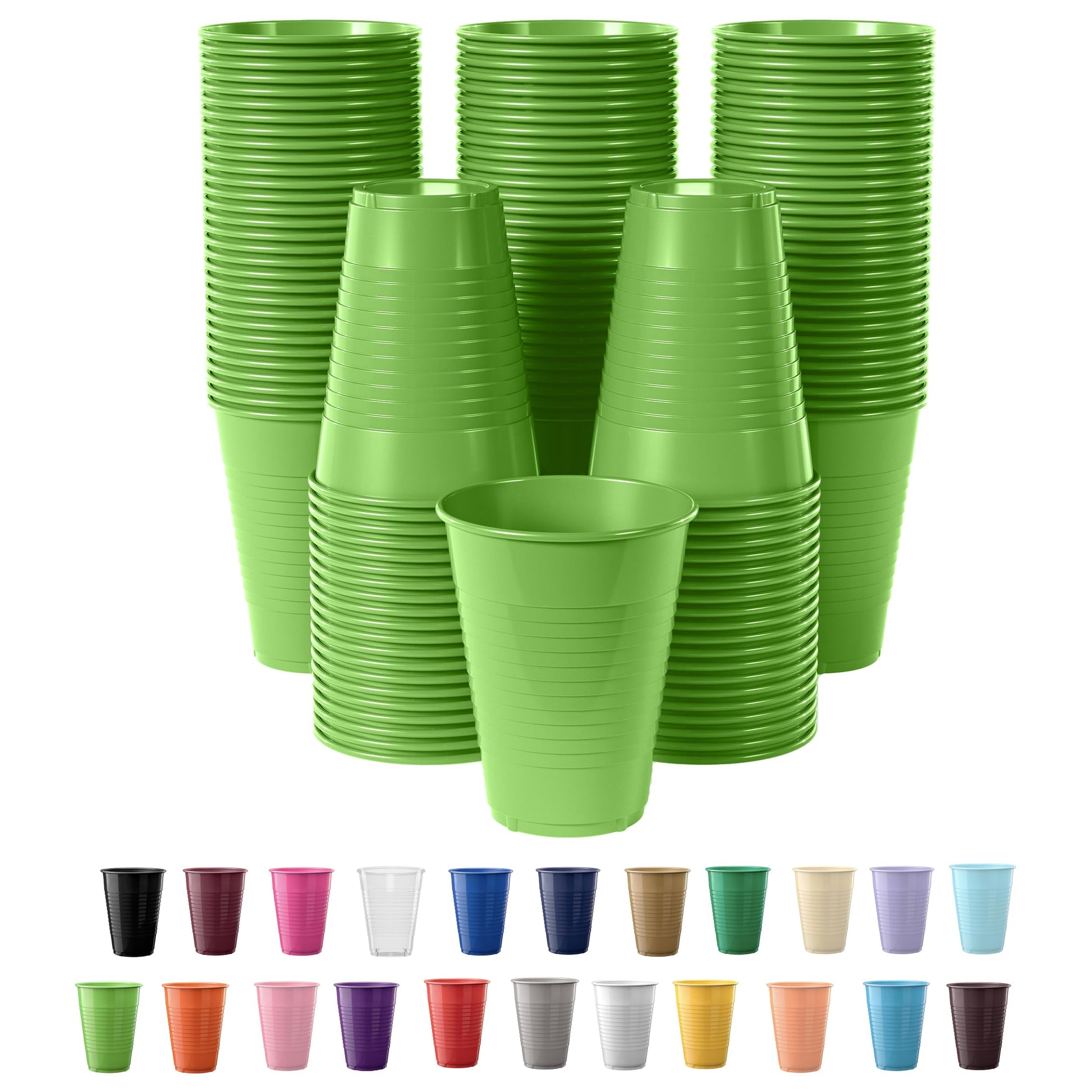 Exquisite Party Solids 12 Oz Lime Green Plastic Cups For Party Supplies 50 Pack | Lime Green Disposable Cups Plastic | Disposable Drinkware