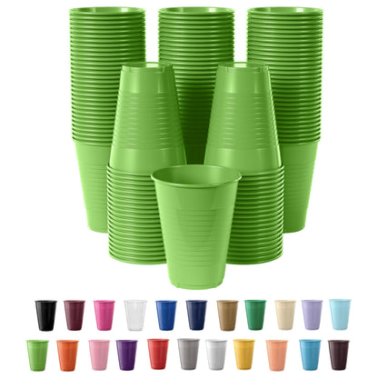 Exquisite Party Solids 12 Oz Lime Green Plastic Cups For Party Supplies 50 Pack | Lime Green Disposable Cups Plastic | Disposable Drinkware