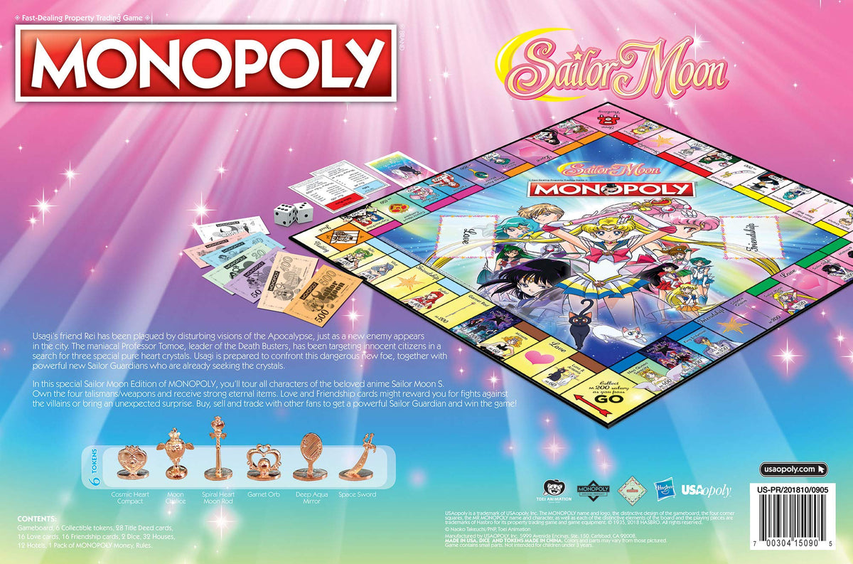 Monopoly Sailor Moon Board Game | Based on The Popular Anime TV Show | Custom Tokens, Money and Game Board | Officially Licensed Merchandise