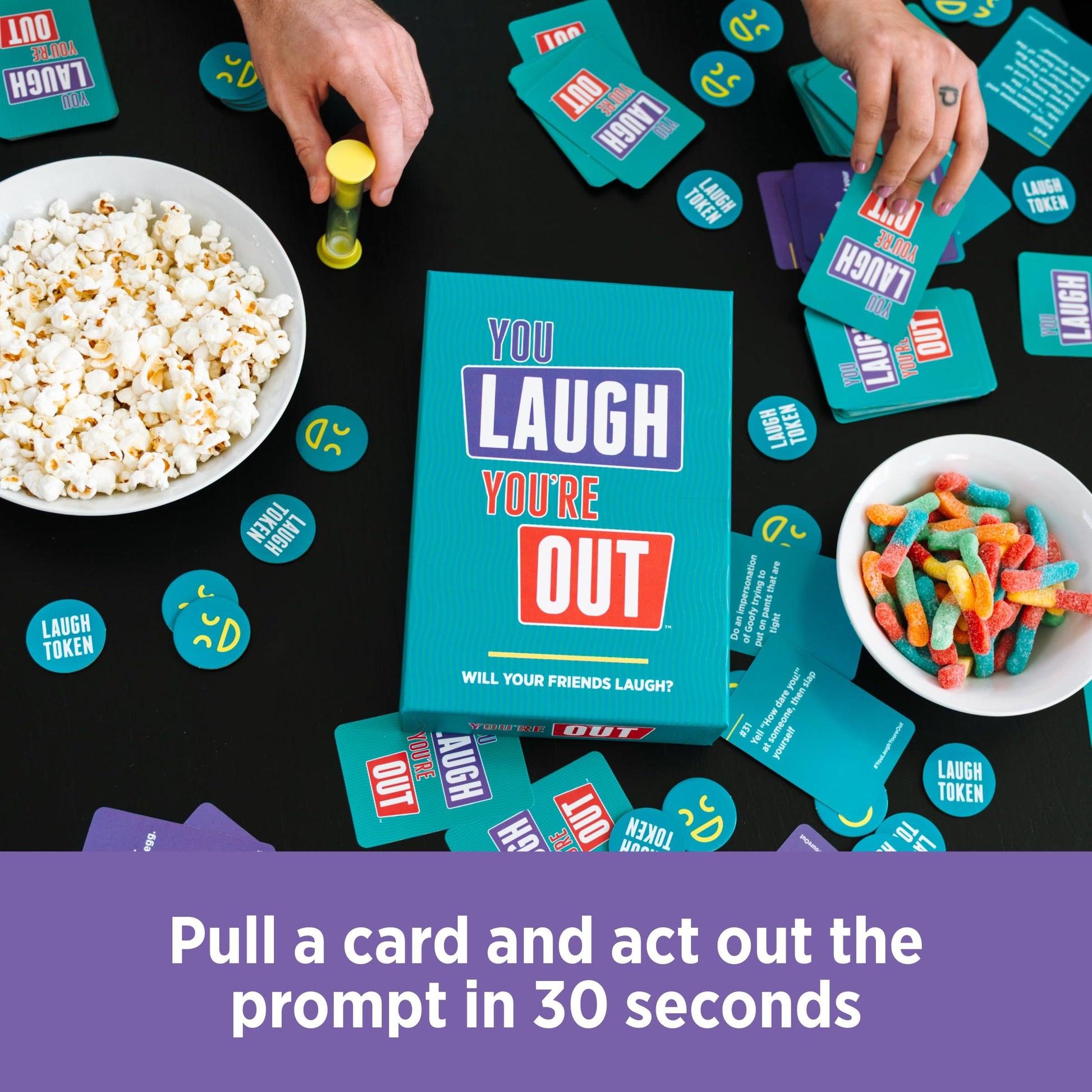 You Laugh You're Out [A Party Game with Hilarious Charades Family Card Games for Adults & Teens | Great Birthday Gift | 125 Prompt Cards Fun