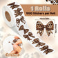 DSjuedui Trendy Cheetah Bow Roll Stickers - 1000Pcs Y2K Brown Watercolor Leopard Print Bow Vinyl Stickers, Cheetah Bowknot Waterproof Decals