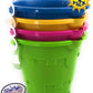 Matty's Toy Stop Beach Gear 7" Plastic Castle Mold Sand Buckets (Pails) with Easy Pour Spout and Handle Blue, Pink, Green & Yellow Party Set Bundle