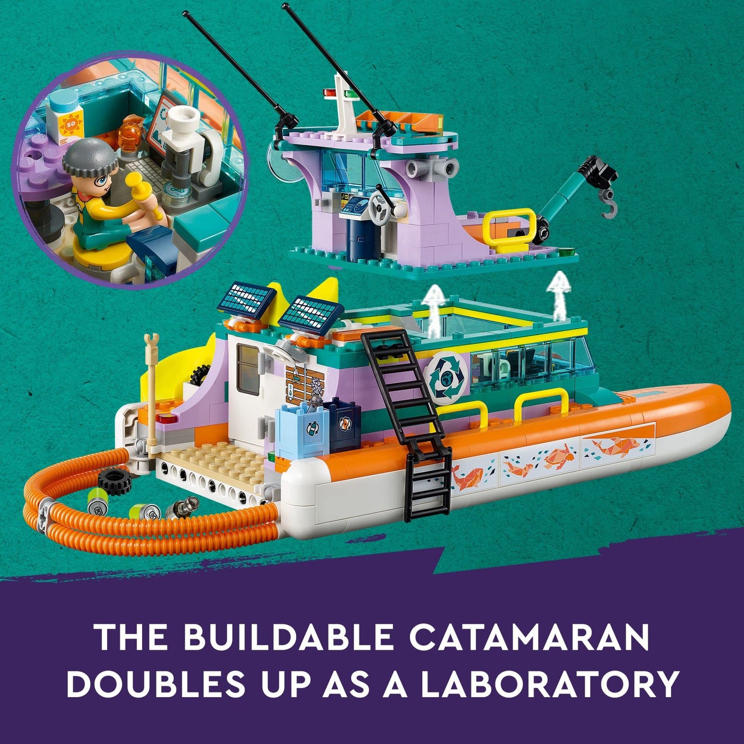 LEGO Friends Sea Rescue Boat 41734 Building Toy Set for Boys & Girls Ages 7+ Who Love The Sea, Includes 4 Mini-Dolls, a Submarine, Baby Dolphin and