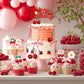65PCS Cherry Bow Cake Decorations Set Happy Birthday Cherry Cake Topper and Cupcake Bows Decorations for Baby Shower Bridal Shower Graduation Party
