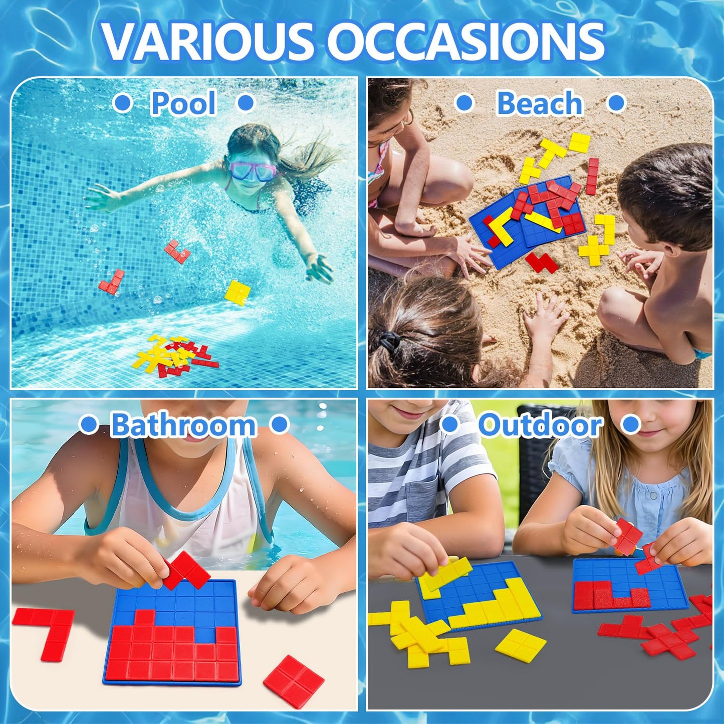 HEGYINI Pool Diving Block Puzzle Game for Kids - Underwater Sinking Building Block Set, Multi-Shape Geometric Swim Toy for Summer Pool Party, Ages 6+